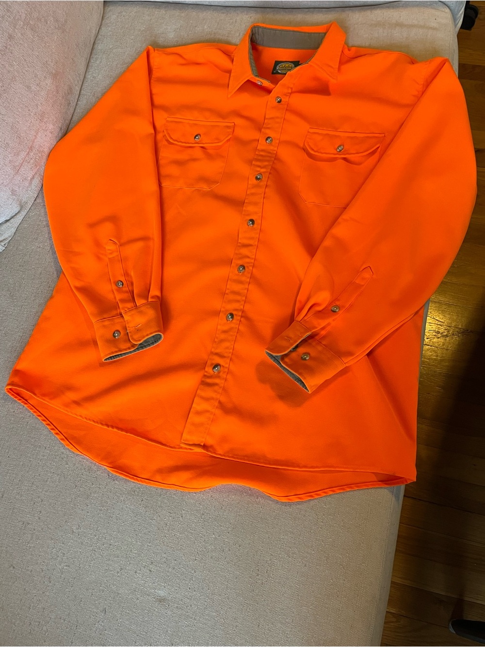 Vintage Cabela's Hunters Orange Button Down Shirt Corduroy cuffs- XL/ Tall